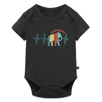 pulse colorful elephant animals trunk retro colors icon - Baby Premium short-sleeve bodysuit - black - Front