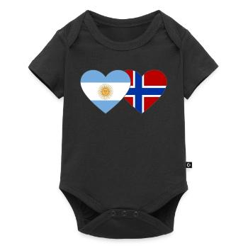 Argentine Norvège Drapeau Coeur - Body à manches courtes Premium Bébé - noir - Devant