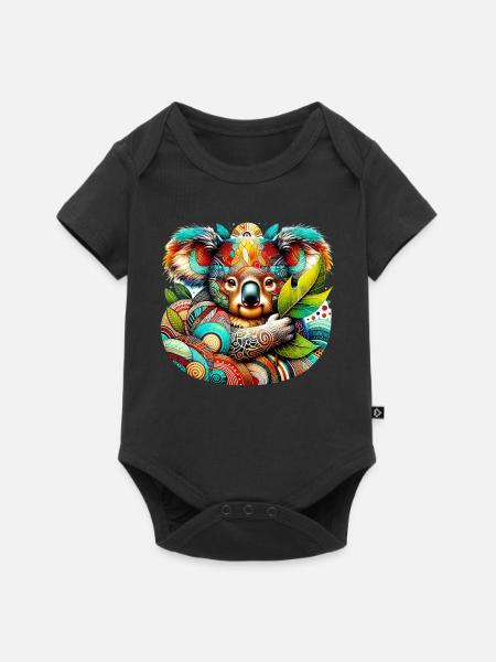 Kunstvoller Koala - Baby Premium Kurzarmbody - Schwarz