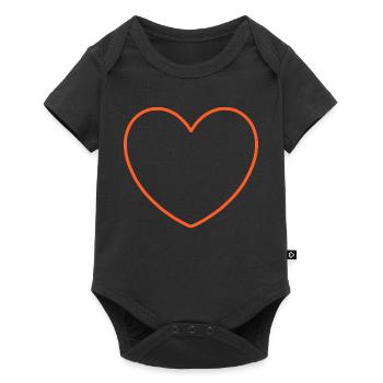 Orange on black heart outline - Baby Premium short-sleeve bodysuit - black - Front