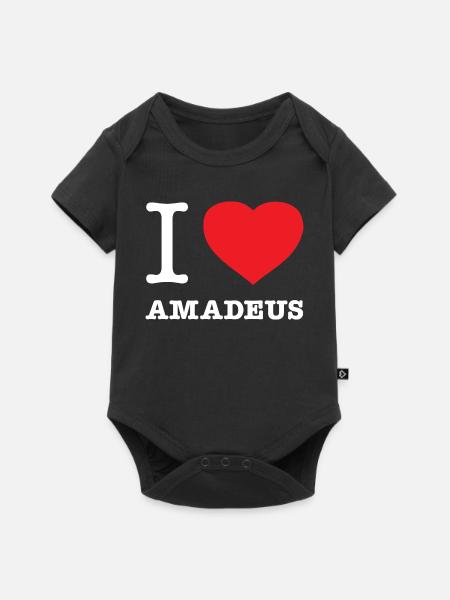 I LOVE AMADEUS - Baby Premium Kurzarmbody - Schwarz
