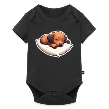 Sleepy wiener dog - Baby Premium Kurzarmbody - Schwarz - Vorne