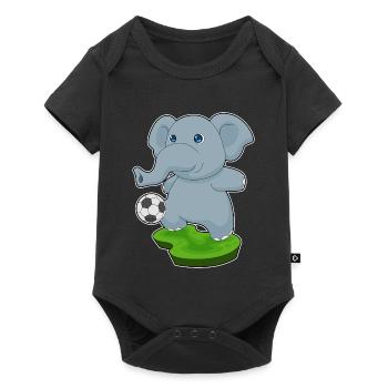 Elefant Fußballspieler Fußball Sport - Baby Premium Kurzarmbody - Schwarz - Vorne