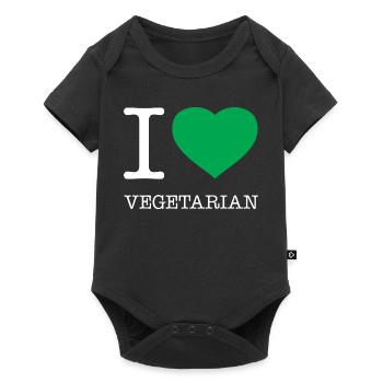 I LOVE VEGETARIAN - Baby Premium Kurzarmbody - Schwarz - Vorne