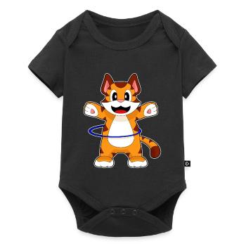 Tiger Fitnessreifen Workout Gymnastik - Baby Premium Kurzarmbody - Schwarz - Vorne
