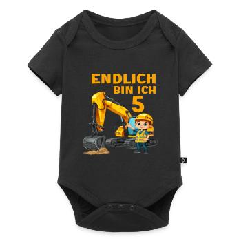 5 Geburtstag Bagger Baggern Baggerfahrer 5 Jahre - Baby Premium Kurzarmbody - Schwarz - Vorne
