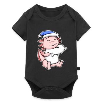 Axolotl with pillow and sleepy cap - Baby Premium short-sleeve bodysuit - black - Front