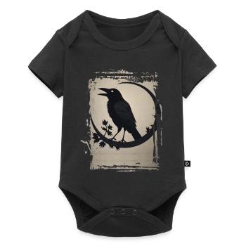 Rabe auf Ast sitzend - Baby Premium Kurzarmbody - Schwarz - Vorne
