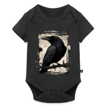 Corbeau sur branche devant la pleine lune - Body à manches courtes Premium Bébé - noir - Devant