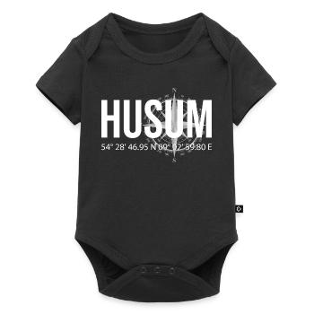 Koordinaten Husum - Baby Premium Kurzarmbody - Schwarz - Vorne