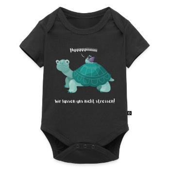 Snail rides on turtle - huuiii Trantüte - Baby Premium short-sleeve bodysuit - black - Front