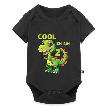 Dinosaurier 2 Geburtstag Dino 2 Jahre Spruch - Baby Premium Kurzarmbody - Schwarz - Vorne