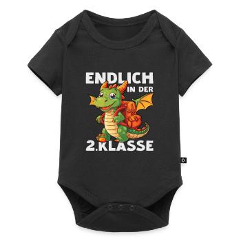 Drache 2 Klasse Jungen Mädchen Einschulung Schule - Baby Premium Kurzarmbody - Schwarz - Vorne