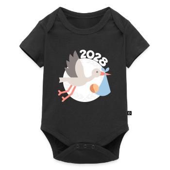 Cigogne avec bébé 2028 - Body à manches courtes Premium Bébé - noir - Devant
