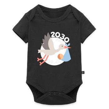 Cigogne avec bébé 2030 - Body à manches courtes Premium Bébé - noir - Devant