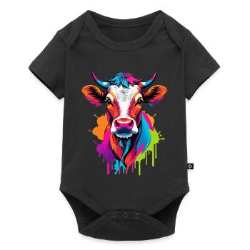 Cute colorful cow - Baby Premium short-sleeve bodysuit - black - Front
