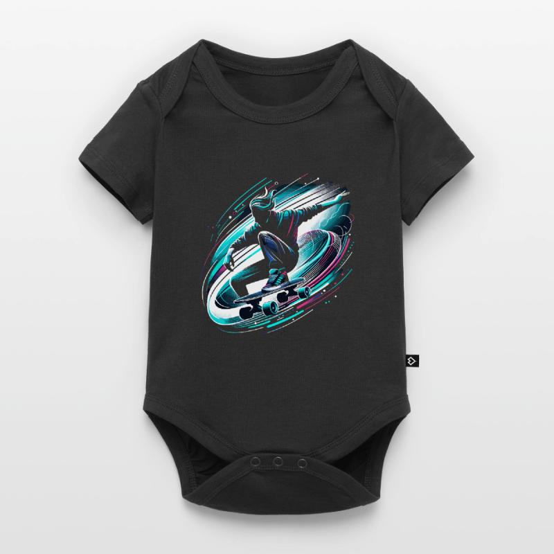 Longboarder auf Skateboard oder Longboard Baby Premium Kurzarmbody