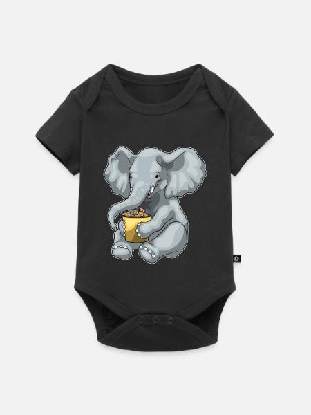Elefant Erdnüsse - Baby Premium Kurzarmbody - Schwarz