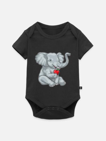 Elefant Apfel  - Baby Premium Kurzarmbody - Schwarz