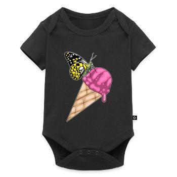 Schmetterling Waffeleis - Baby Premium Kurzarmbody - Schwarz - Vorne