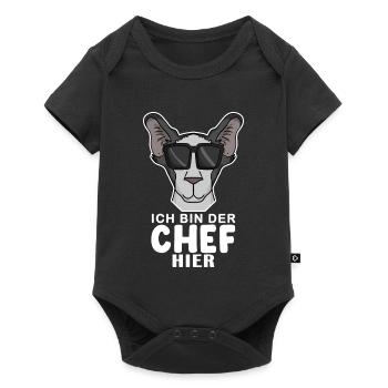 Chef Spruch Anführer Hund - Baby Premium Kurzarmbody - Schwarz - Vorne