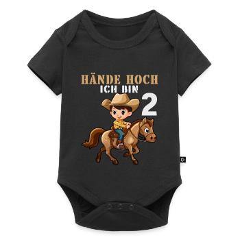 Cowboy Sheriff 2 Geburtstag Kinder 2 Jahre Spruch - Baby Premium Kurzarmbody - Schwarz - Vorne