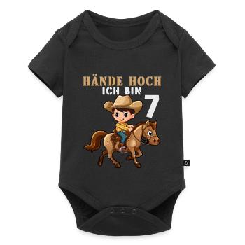 7 Geburtstag Sheriff Cowboy 7 Jahre Kinder Spruch - Baby Premium Kurzarmbody - Schwarz - Vorne