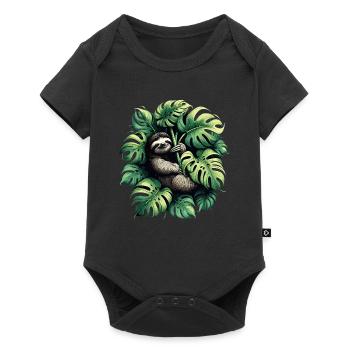 Cadeau de paresseux Monstera deliciosa - Body à manches courtes Premium Bébé - noir - Devant