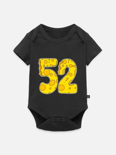 52 Jahre Lustig Käse - Baby Premium Kurzarmbody - Schwarz