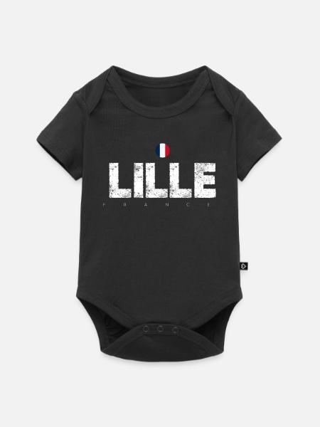 Lille Frankreich Distressed Typografie - Baby Premium Kurzarmbody - Schwarz