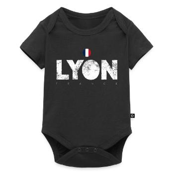 Lyon Bold Text with French Flag - Baby Premium short-sleeve bodysuit - black - Front
