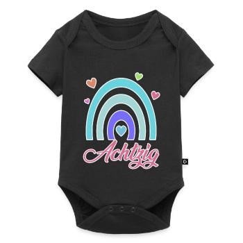 80. Geburtstag Regenbogen Vintage - Baby Premium Kurzarmbody - Schwarz - Vorne