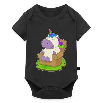 Einhorn Sessel - Baby Premium Kurzarmbody - Schwarz - Vorne