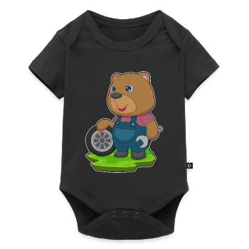 Bear Car Mechanic Car Tire Car Repair Shop - Baby Premium short-sleeve bodysuit - black - Front