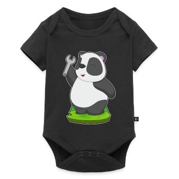 Panda Mechanic Wrench Workshop - Baby Premium short-sleeve bodysuit - black - Front