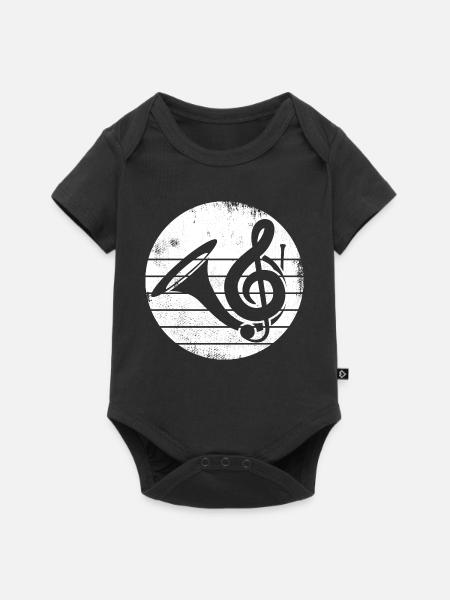 Waldhorn Zeichnung - Baby Premium Kurzarmbody - Schwarz
