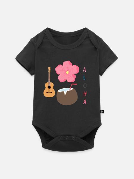 Hawaiian Harmony Designe - Baby Premium Kurzarmbody - Schwarz