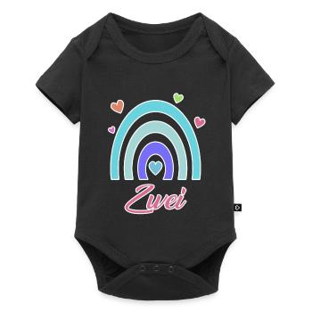 2. Geburtstag Regenbogen Vintage - Baby Premium Kurzarmbody - Schwarz - Vorne