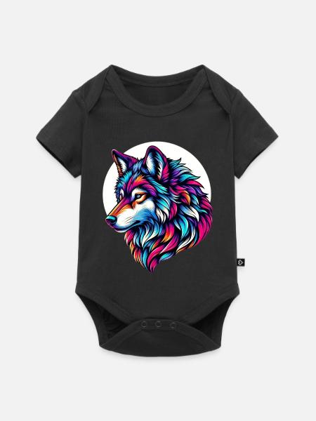 Wolf - Baby Premium Kurzarmbody - Schwarz