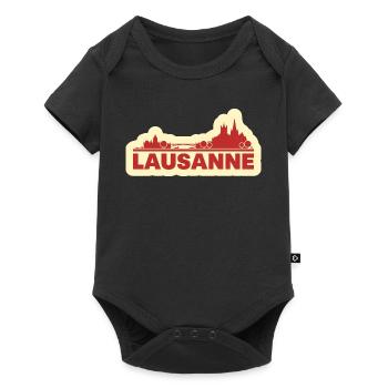 Lausanne Skyline Rétro - Body à manches courtes Premium Bébé - noir - Devant