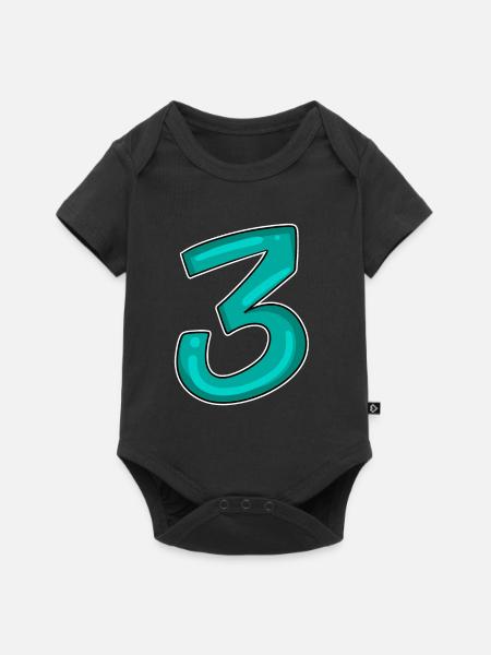 3 - Drei - Dritter - Baby Premium Kurzarmbody - Schwarz