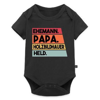 mari, père, sculpteur sur bois, héros - Body à manches courtes Premium Bébé - noir - Devant