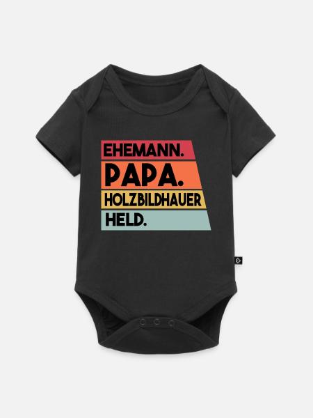 Ehemann Papa Holzbildhauer Held - Baby Premium Kurzarmbody - Schwarz