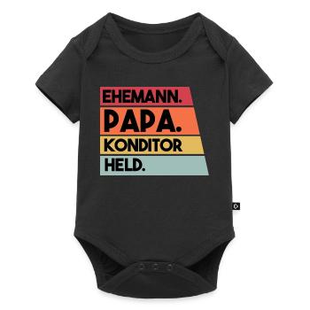 Ehemann Papa Konditor Held - Baby Premium Kurzarmbody - Schwarz - Vorne