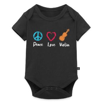 Paix Amour Violon - Body à manches courtes Premium Bébé - noir - Devant