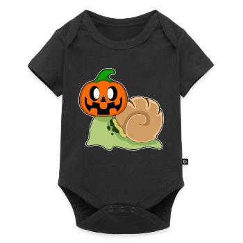Schnecke Halloween Kürbis - Baby Premium Kurzarmbody - Schwarz - Vorne