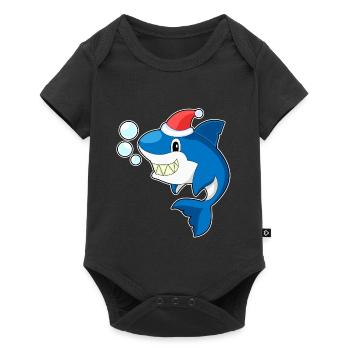 Shark Christmas Santa Hat - Baby Premium short-sleeve bodysuit - black - Front