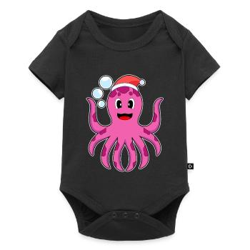 Octopus Christmas Santa Hat - Baby Premium short-sleeve bodysuit - black - Front