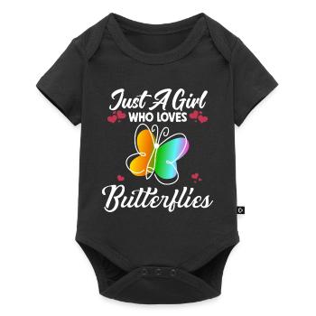 Une seule fille aime les papillons du printemps - Body à manches courtes Premium Bébé - noir - Devant