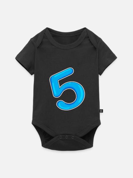 Nummer 5 Blau - Baby Premium Kurzarmbody - Schwarz